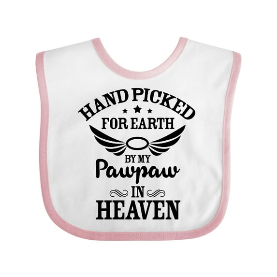 Inktastic Handpicked for Earth by My Pawpaw in Heaven with Angel Wings Boys or Girls Baby Bib
