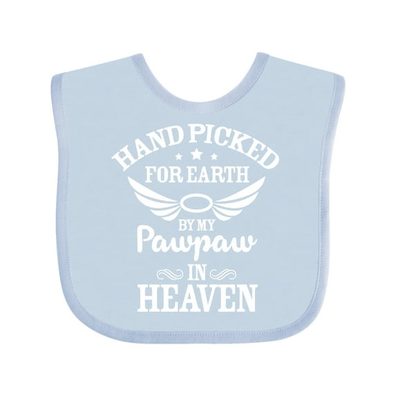 Inktastic Handpicked for Earth by My Pawpaw in Heaven with Angel Wings Boys or Girls Baby Bib