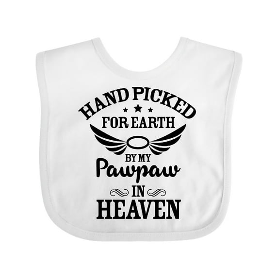 Inktastic Handpicked for Earth by My Pawpaw in Heaven with Angel Wings Boys or Girls Baby Bib