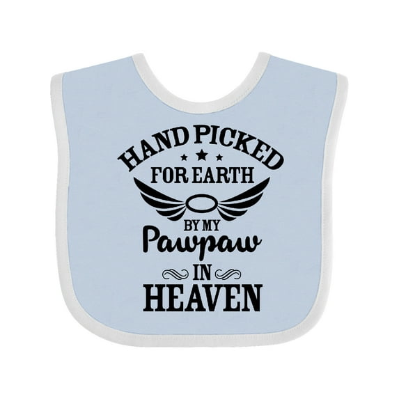 Inktastic Handpicked for Earth by My Pawpaw in Heaven with Angel Wings Boys or Girls Baby Bib