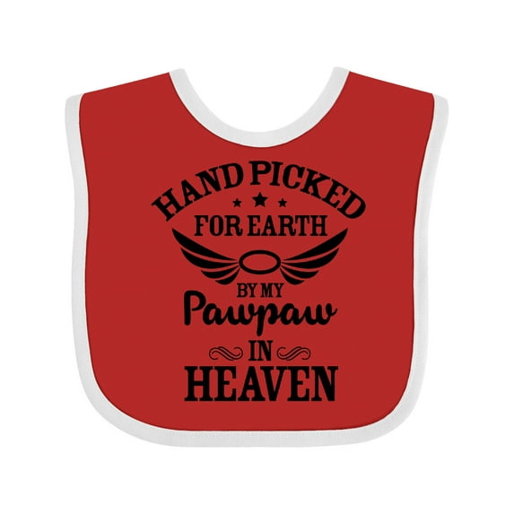 Inktastic Handpicked for Earth by My Pawpaw in Heaven with Angel Wings Boys or Girls Baby Bib