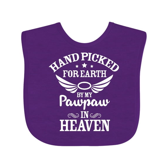 Inktastic Handpicked for Earth by My Pawpaw in Heaven with Angel Wings Boys or Girls Baby Bib