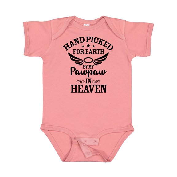 Inktastic Handpicked for Earth by My Pawpaw in Heaven with Angel Wings Boys or Girls Baby Bodysuit