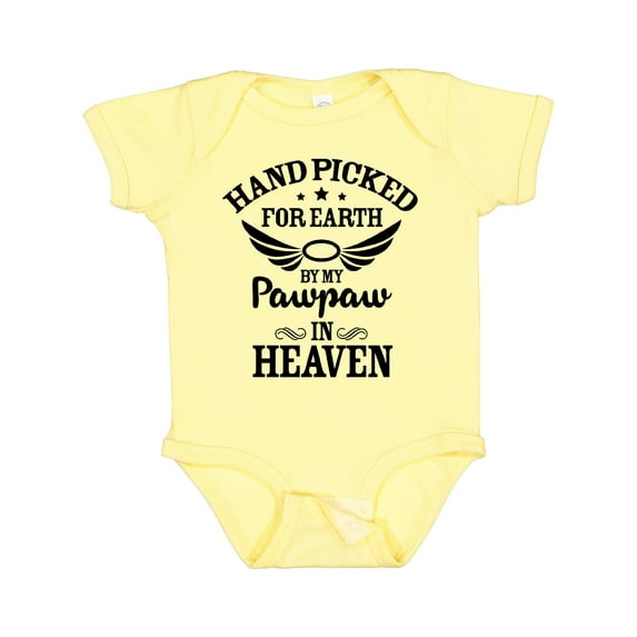 Inktastic Handpicked for Earth by My Pawpaw in Heaven with Angel Wings Boys or Girls Baby Bodysuit