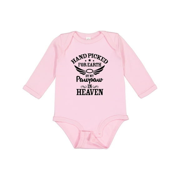 Inktastic Handpicked for Earth by My Pawpaw in Heaven with Angel Wings Boys or Girls Long Sleeve Baby Bodysuit