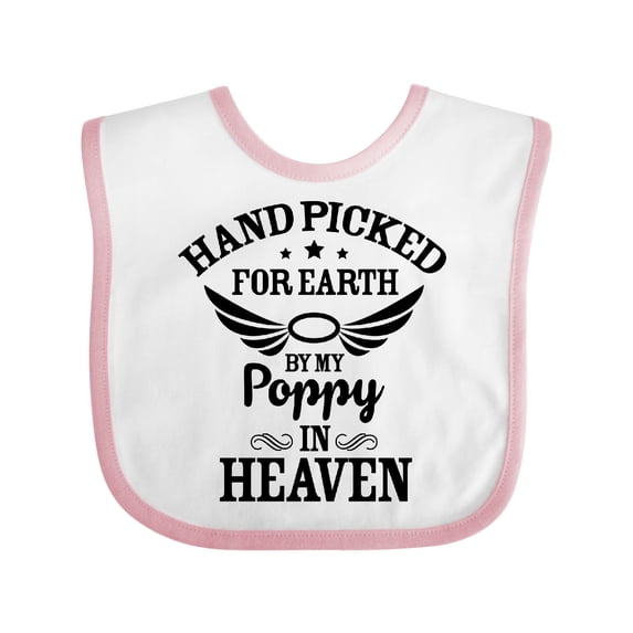 Inktastic Handpicked for Earth by My Poppy in Heaven with Angel Wings` Boys or Girls Baby Bib