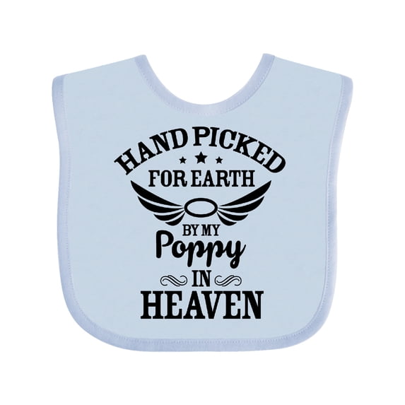 Inktastic Handpicked for Earth by My Poppy in Heaven with Angel Wings` Boys or Girls Baby Bib