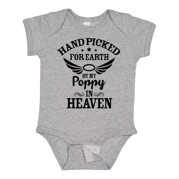 Inktastic Handpicked for Earth by My Poppy in Heaven with Angel Wings` Boys or Girls Baby Bodysuit