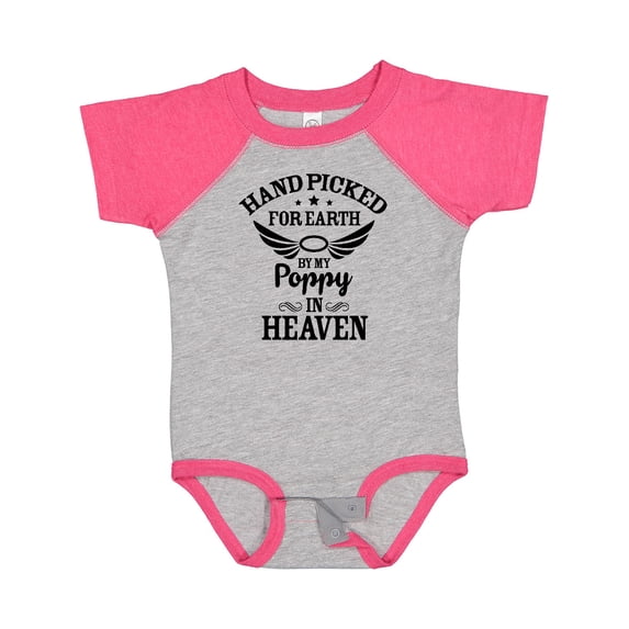 Inktastic Handpicked for Earth by My Poppy in Heaven with Angel Wings` Boys or Girls Baby Bodysuit