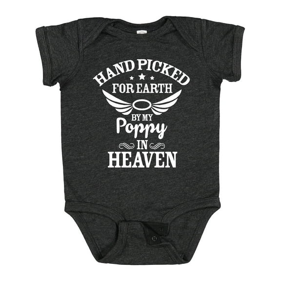 Inktastic Handpicked for Earth by My Poppy in Heaven with Angel Wings` Boys or Girls Baby Bodysuit