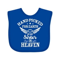 Inktastic Handpicked for Earth by My Sister in Heaven with Angel Wings Boys or Girls Baby Bib