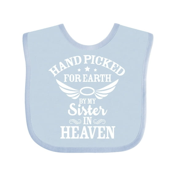 Inktastic Handpicked for Earth by My Sister in Heaven with Angel Wings Boys or Girls Baby Bib