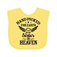 thumbnail image 1 of Inktastic Handpicked for Earth by My Sister in Heaven with Angel Wings Boys or Girls Baby Bib, 1 of 4