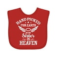 thumbnail image 1 of Inktastic Handpicked for Earth by My Sister in Heaven with Angel Wings Boys or Girls Baby Bib, 1 of 4