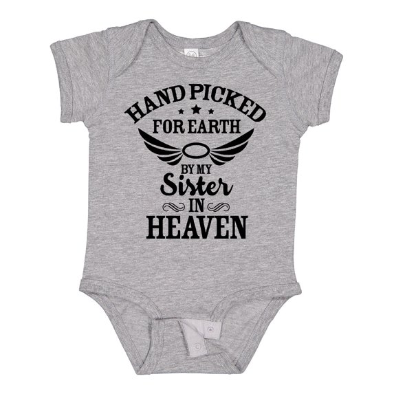 Inktastic Handpicked for Earth by My Sister in Heaven with Angel Wings Boys or Girls Baby Bodysuit
