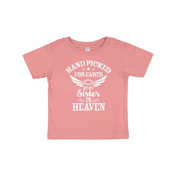 Inktastic Handpicked for Earth by My Sister in Heaven with Angel Wings Boys or Girls Baby T-Shirt