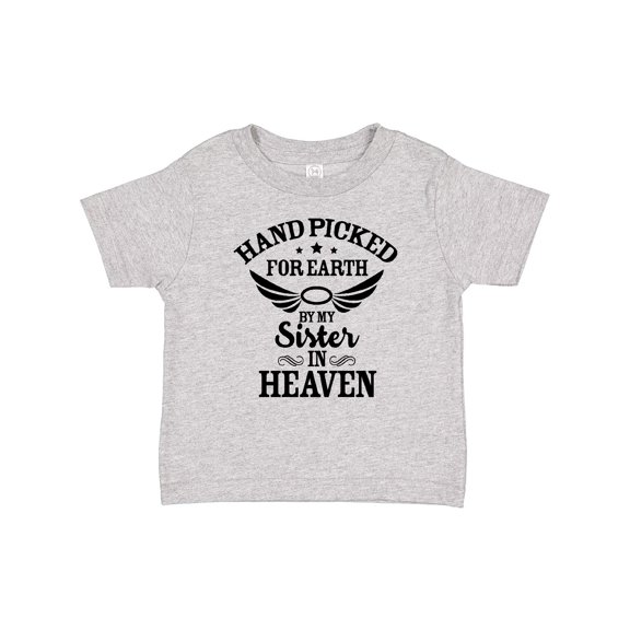 Inktastic Handpicked for Earth by My Sister in Heaven with Angel Wings Boys or Girls Baby T-Shirt
