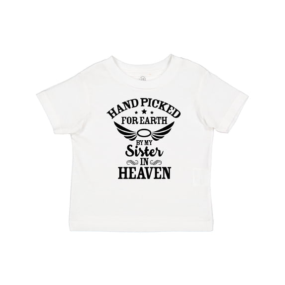 Inktastic Handpicked for Earth by My Sister in Heaven with Angel Wings Boys or Girls Baby T-Shirt