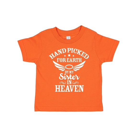Inktastic Handpicked for Earth by My Sister in Heaven with Angel Wings Boys or Girls Toddler T-Shirt