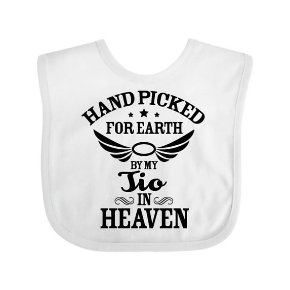 Inktastic Handpicked for Earth by My Tio in Heaven with Angel Wings Boys or Girls Baby Bib