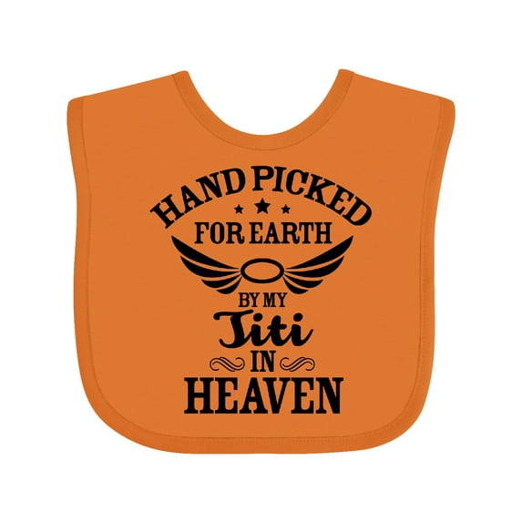 Inktastic Handpicked for Earth by My Titi in Heaven with Angel Wings Boys or Girls Baby Bib