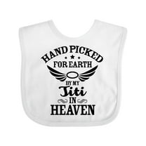 Inktastic Handpicked for Earth by My Titi in Heaven with Angel Wings Boys or Girls Baby Bib