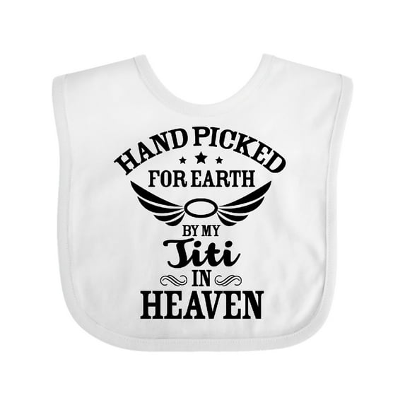 Inktastic Handpicked for Earth by My Titi in Heaven with Angel Wings Boys or Girls Baby Bib