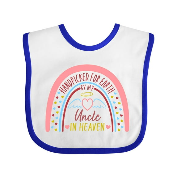 Inktastic Handpicked for Earth by My Uncle in Heaven Rainbow Boys or Girls Baby Bib