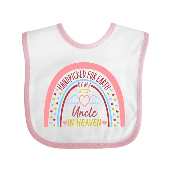 Inktastic Handpicked for Earth by My Uncle in Heaven Rainbow Boys or Girls Baby Bib