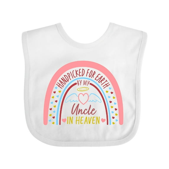Inktastic Handpicked for Earth by My Uncle in Heaven Rainbow Boys or Girls Baby Bib