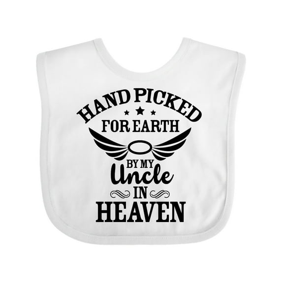 Inktastic Handpicked for Earth by My Uncle in Heaven with Angel Wings Boys or Girls Baby Bib