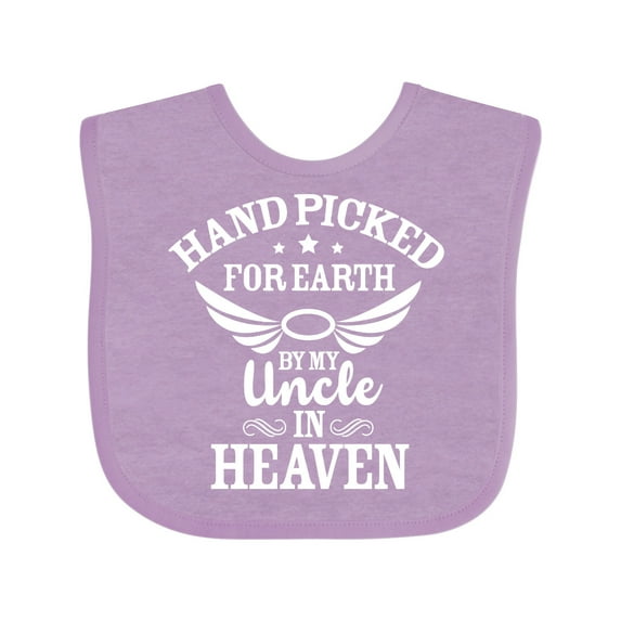Inktastic Handpicked for Earth by My Uncle in Heaven with Angel Wings Boys or Girls Baby Bib