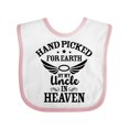 thumbnail image 1 of Inktastic Handpicked for Earth by My Uncle in Heaven with Angel Wings Boys or Girls Baby Bib, 1 of 4