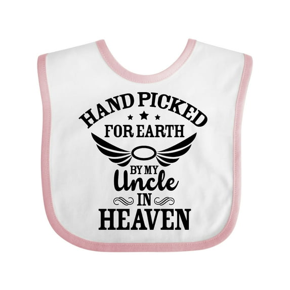 Inktastic Handpicked for Earth by My Uncle in Heaven with Angel Wings Boys or Girls Baby Bib