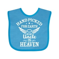 Inktastic Handpicked for Earth by My Uncle in Heaven with Angel Wings Boys or Girls Baby Bib