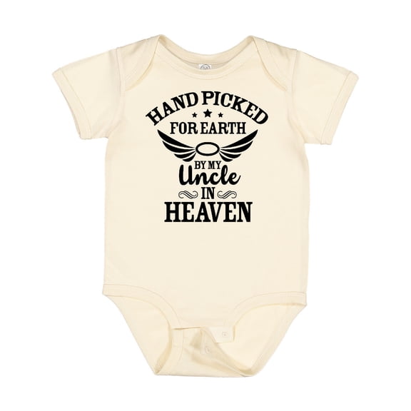 Inktastic Handpicked for Earth by My Uncle in Heaven with Angel Wings Boys or Girls Baby Bodysuit
