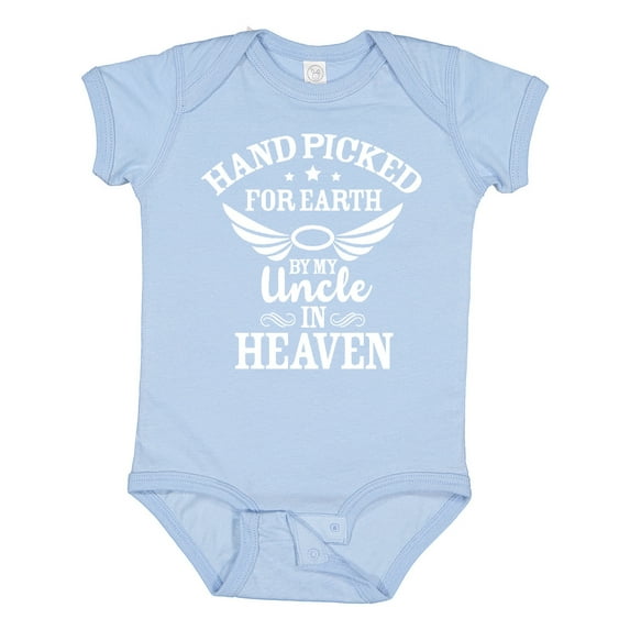 Inktastic Handpicked for Earth by My Uncle in Heaven with Angel Wings Boys or Girls Baby Bodysuit