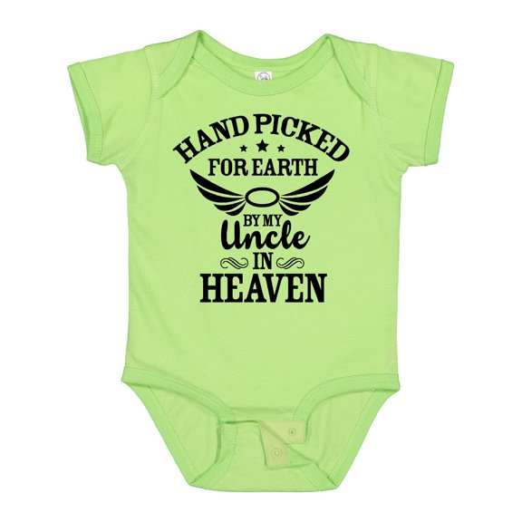 Inktastic Handpicked for Earth by My Uncle in Heaven with Angel Wings Boys or Girls Baby Bodysuit