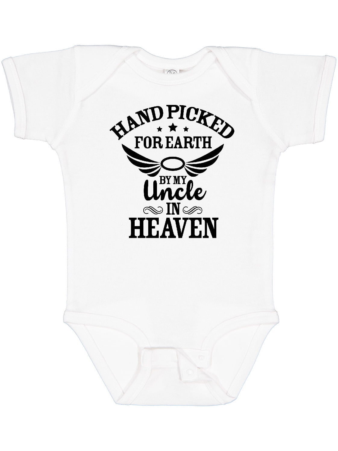 Inktastic Handpicked for Earth by My Uncle in Heaven with Angel Wings Boys or Girls Baby Bodysuit