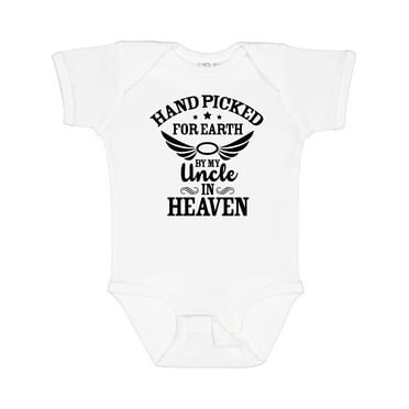 Inktastic Handpicked for Earth by My Uncle in Heaven with Angel Wings Boys or Girls Baby Bodysuit