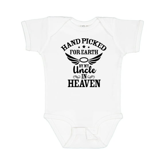 Inktastic Handpicked for Earth by My Uncle in Heaven with Angel Wings Boys or Girls Baby Bodysuit