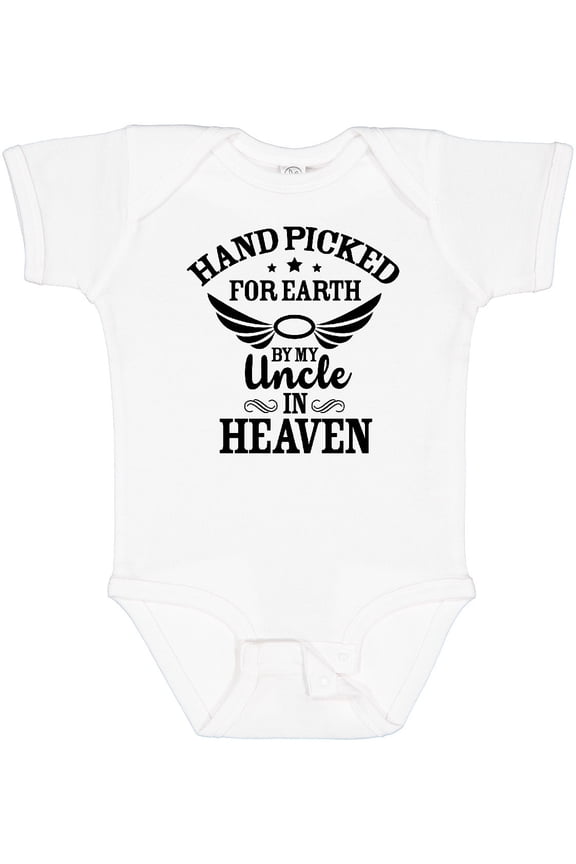 Handpicked for Earth by My Uncle in Heaven with Angel Wings Boys or Girls Baby Bodysuit