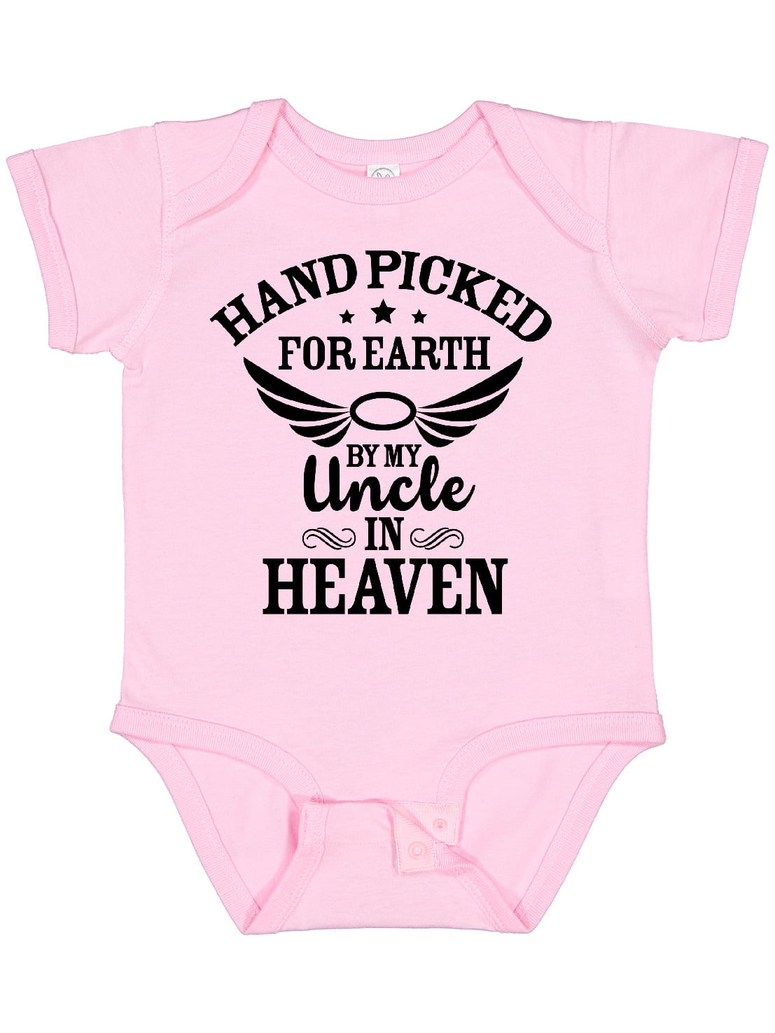 Inktastic Handpicked for Earth by My Uncle in Heaven with Angel Wings Boys or Girls Baby Bodysuit