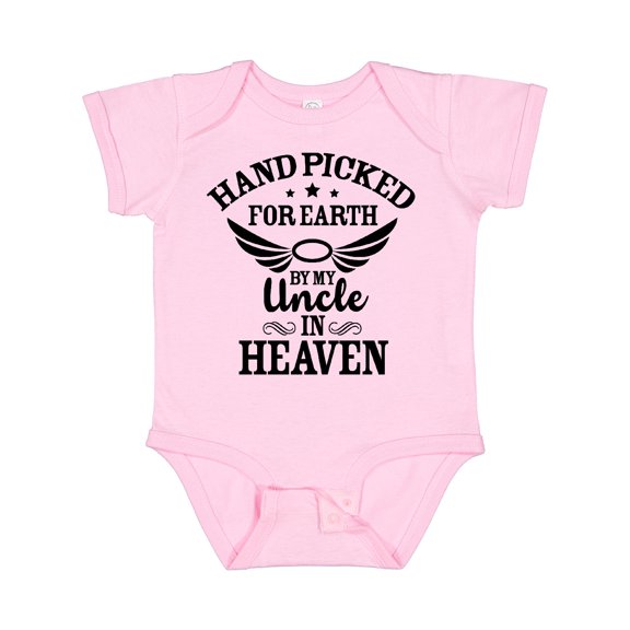 Inktastic Handpicked for Earth by My Uncle in Heaven with Angel Wings Boys or Girls Baby Bodysuit