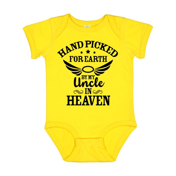 Inktastic Handpicked for Earth by My Uncle in Heaven with Angel Wings Boys or Girls Baby Bodysuit