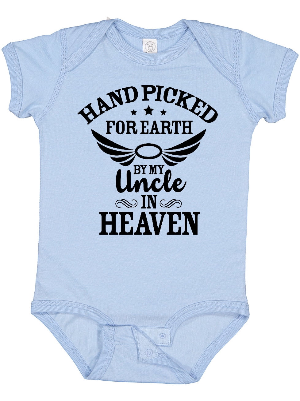 Inktastic Handpicked for Earth by My Uncle in Heaven with Angel Wings Boys or Girls Baby Bodysuit