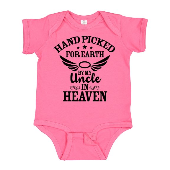 Inktastic Handpicked for Earth by My Uncle in Heaven with Angel Wings Boys or Girls Baby Bodysuit