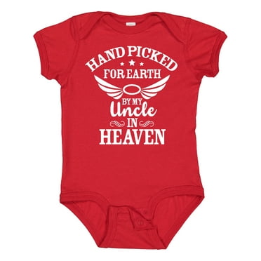 Inktastic Handpicked for Earth by My Uncle in Heaven with Angel Wings Boys or Girls Baby Bodysuit