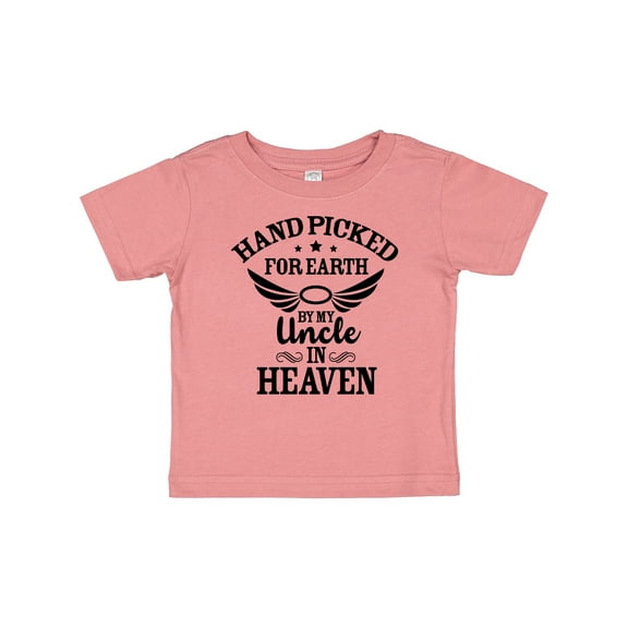 Inktastic Handpicked for Earth by My Uncle in Heaven with Angel Wings Boys or Girls Baby T-Shirt