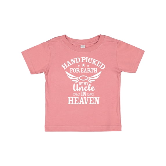 Inktastic Handpicked for Earth by My Uncle in Heaven with Angel Wings Boys or Girls Baby T-Shirt